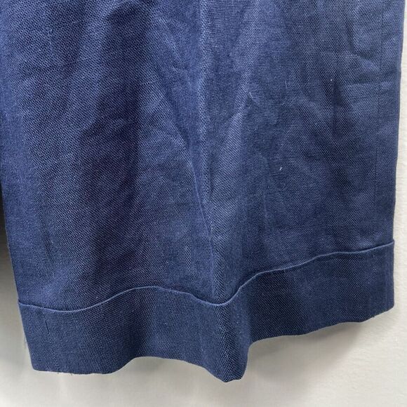 Lauren Ralph Lauren Navy Blue 100% Linen Wide Leg Trousers Pants 10 - Picture 11 of 12